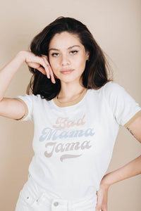 White Bad Mama Jama Ringer Tee for Women by The Bee and The Fox