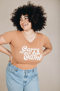 Brown Carry As You Climb Shirt for Women by The Bee and The Fox
