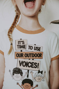 It's Time to Use Our Outdoor Voices Shirt for Kids by The Bee and The Fox