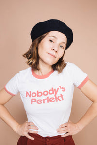 Nobody's Perfekt Ringer Tee for Women by The Bee and The Fox