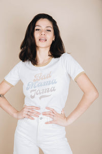 White Bad Mama Jama Ringer Tee for Women by The Bee and The Fox