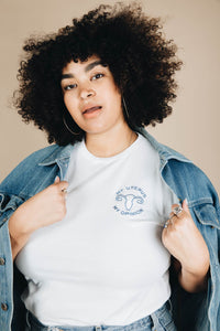 White My Uterus My Opinion Shirt in Unisex by The Bee and The Fox