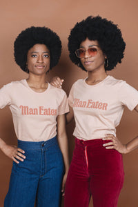 Two woman wearing Man Eater Shirt for Women by The Bee and The Fox