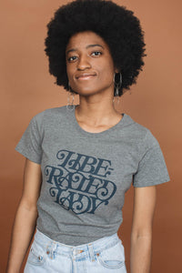 Gray Crewneck Liberated Lady Shirt for Women by The Bee and The Fox