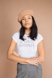 White Be Kind to Humankind Shirt for Women by The Bee and The Fox