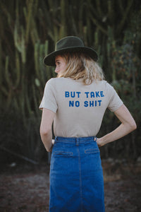 Tan Do No Harm But Take No Shit t-shirt for men and women by The Bee and The Fox