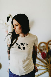 Super Mom Women's Crew Neck Shirt by The Bee and The Fox